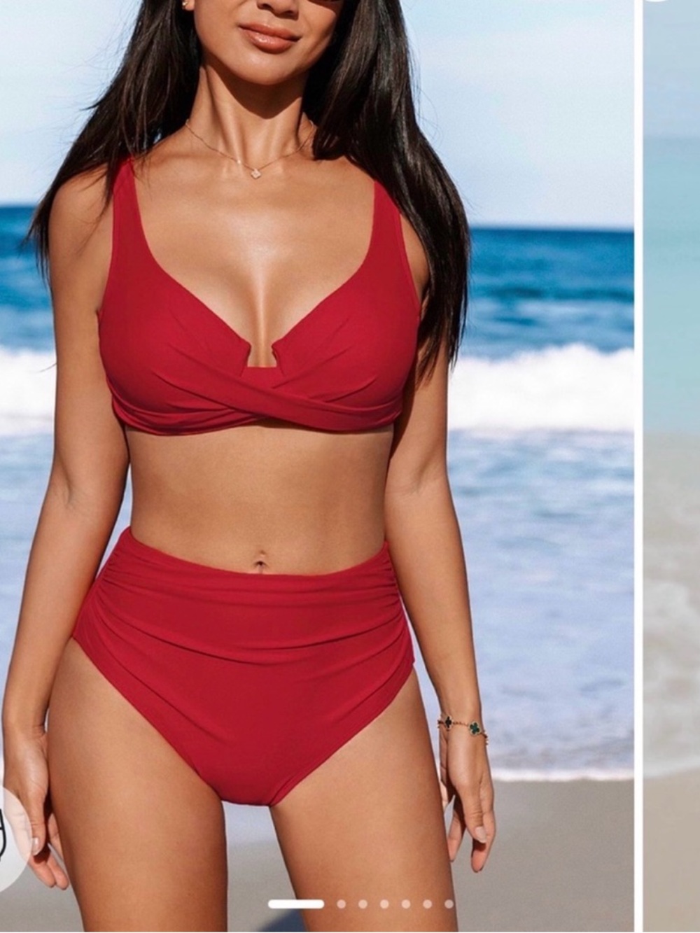 Cupshe Red Pin Up Style Twist-Front High-Waist Bikini XS